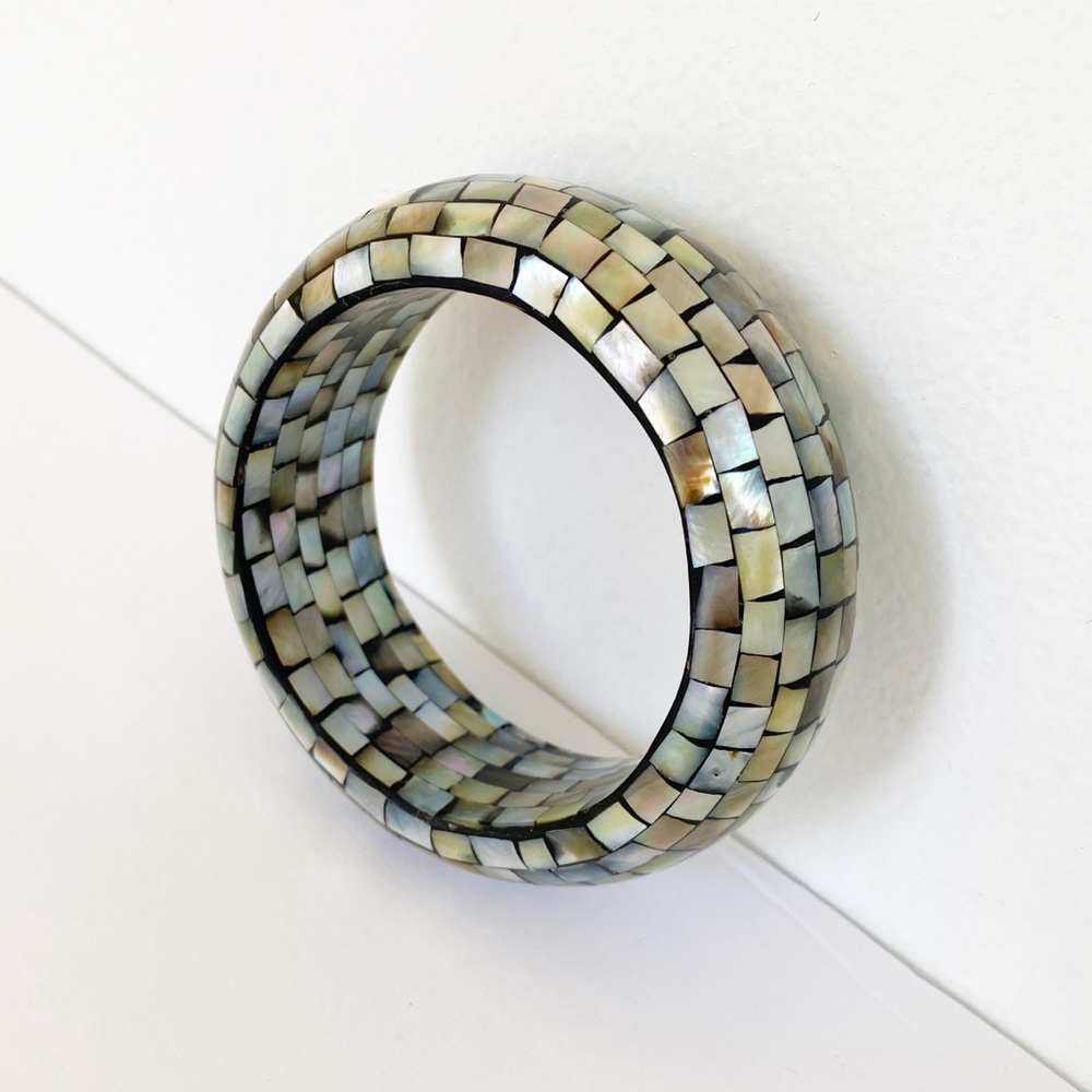 Shell Inlayed Bangle Bracelet
